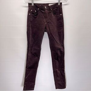 Rag & Bone Womens 10 Inch Capri Skinny Jean in Wine Velvet 24
